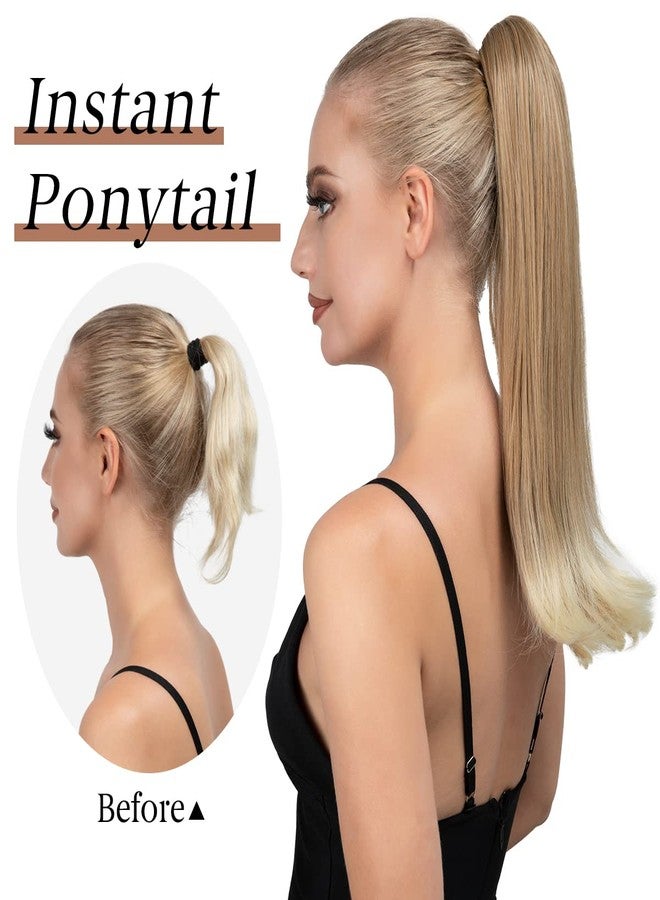 YOUNGWAYS Clip in Ponytail Extension 18 Inch Pony Tails Hair Extensions for Women Long Straight Curly Tail Ponytail Hair piece Synthetic Fake Versatile Pony (Brunette/Ash Blonde) - Image 5